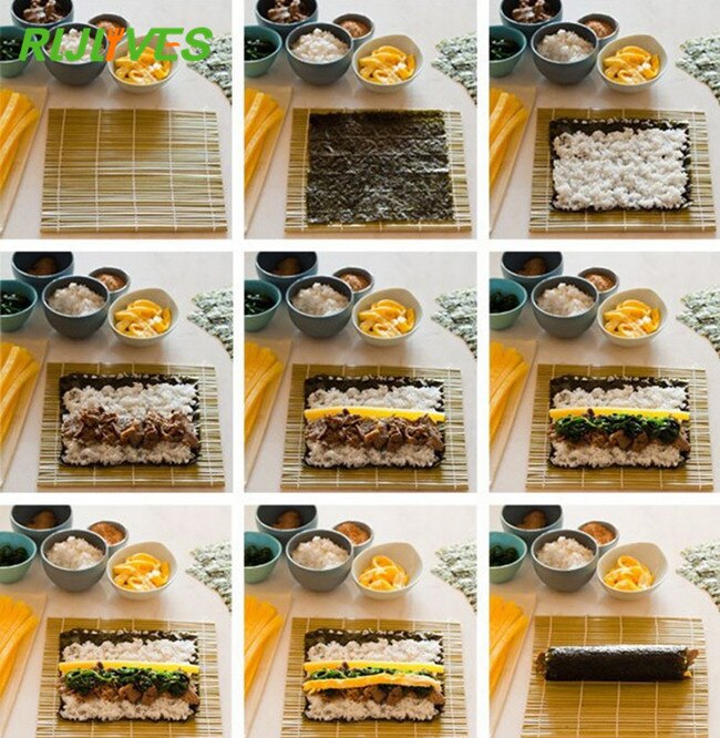 Sushi roller roller bambu diy sushi matta onigiri ris roller hand maker sushi verktyg kök japansk sushi maker