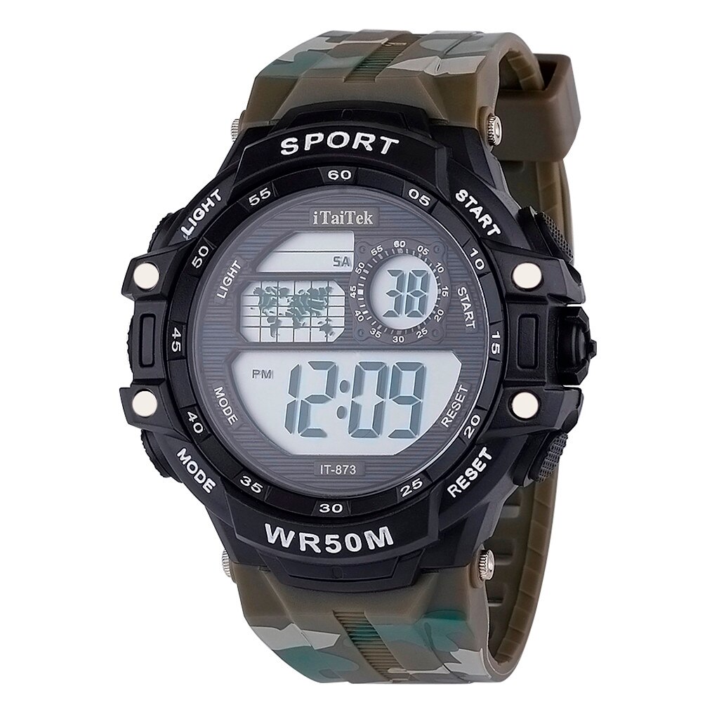 Luxe Sport Waterdichte Digitale Horloge Luxe Heren Digitale Led Horloge Datum Sport Mannen Outdoor Elektronische Mode Horloge Часы: Gray