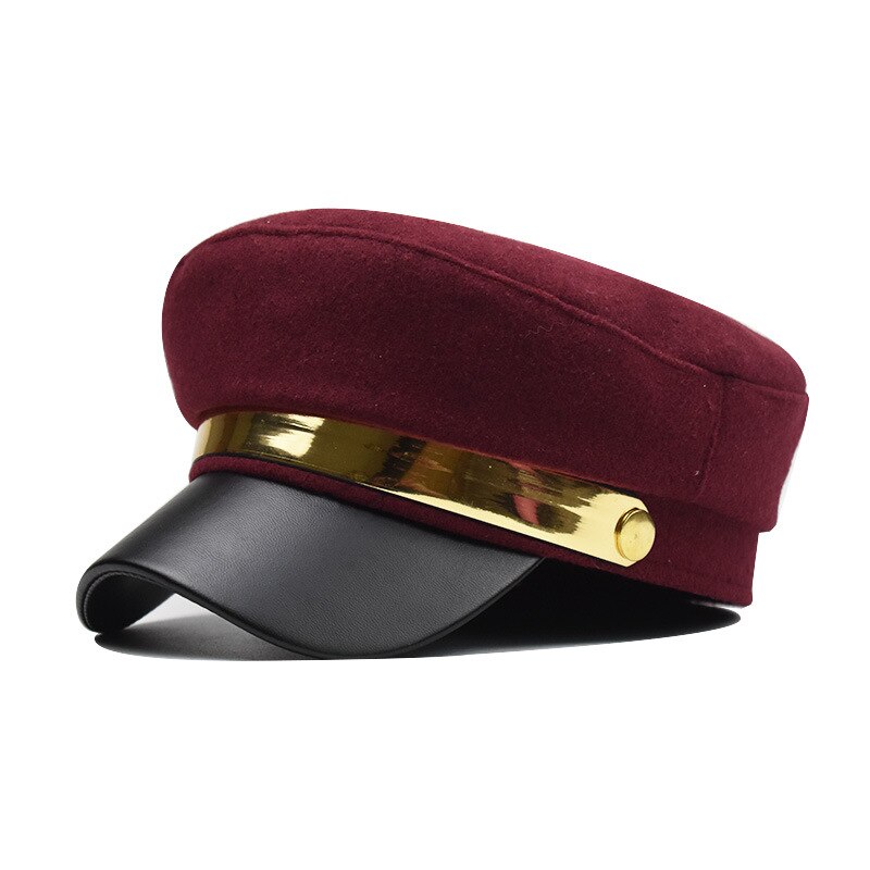 Boina de para mujer, sombrero octogonal de metal con visera, sombrero de pintor retro británico, gorros de para mujer, Otoño e Invierno