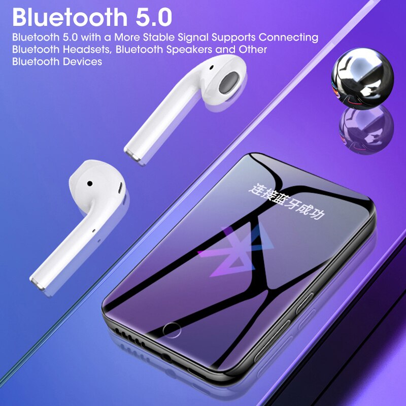 M7 Metalen MP4 Speler Bluetooth 5.0 Ingebouwde Luidspreker 2.8 Inch Grote Touch Screen Mp3 E-Book Stappenteller Opname Radio video