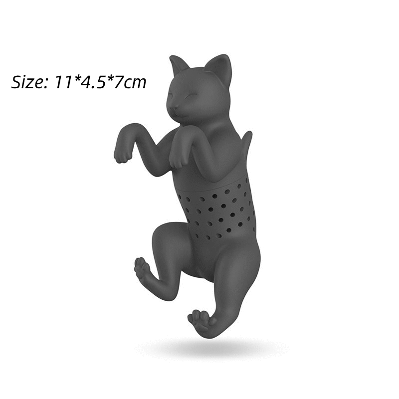 Tea Bag Food Grade Leaf Herbal Spice Filter 1 Pcs Penguin Shape Tea Infuser Strainers Filter Loose Silicone Koreanstype: Kitten (gray)