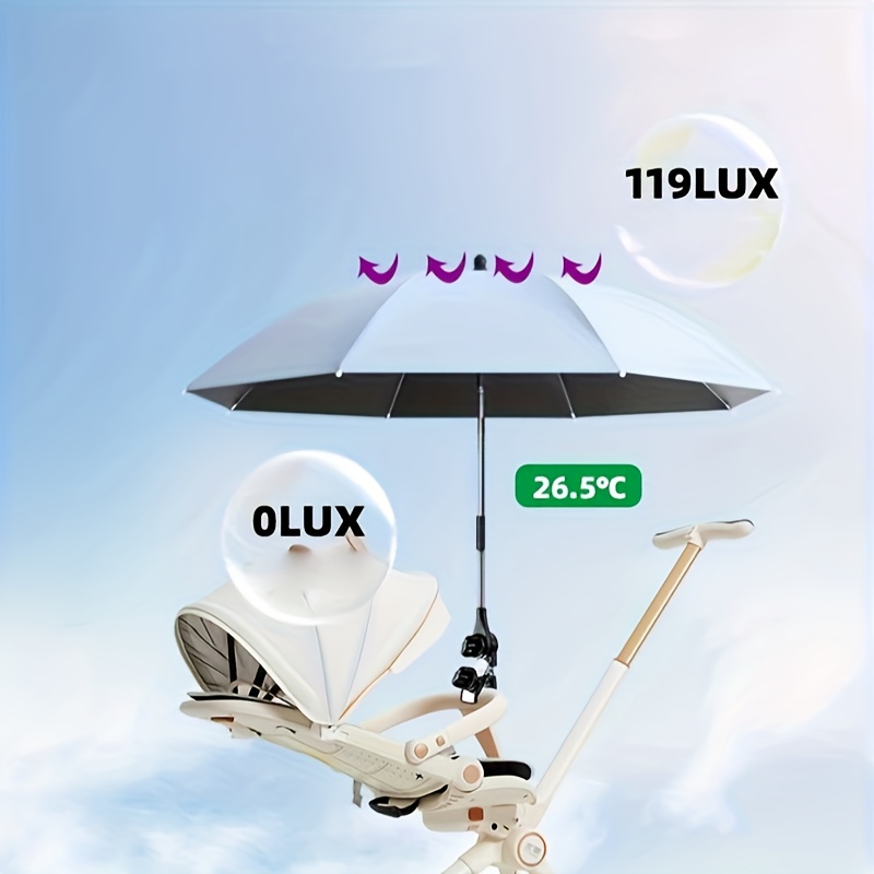 Premium Stroller Umbrella - Waterproof Sun & Rain Protection Durable 190T Canopy Manual Open Outdoor Sunshade Child Umbrella