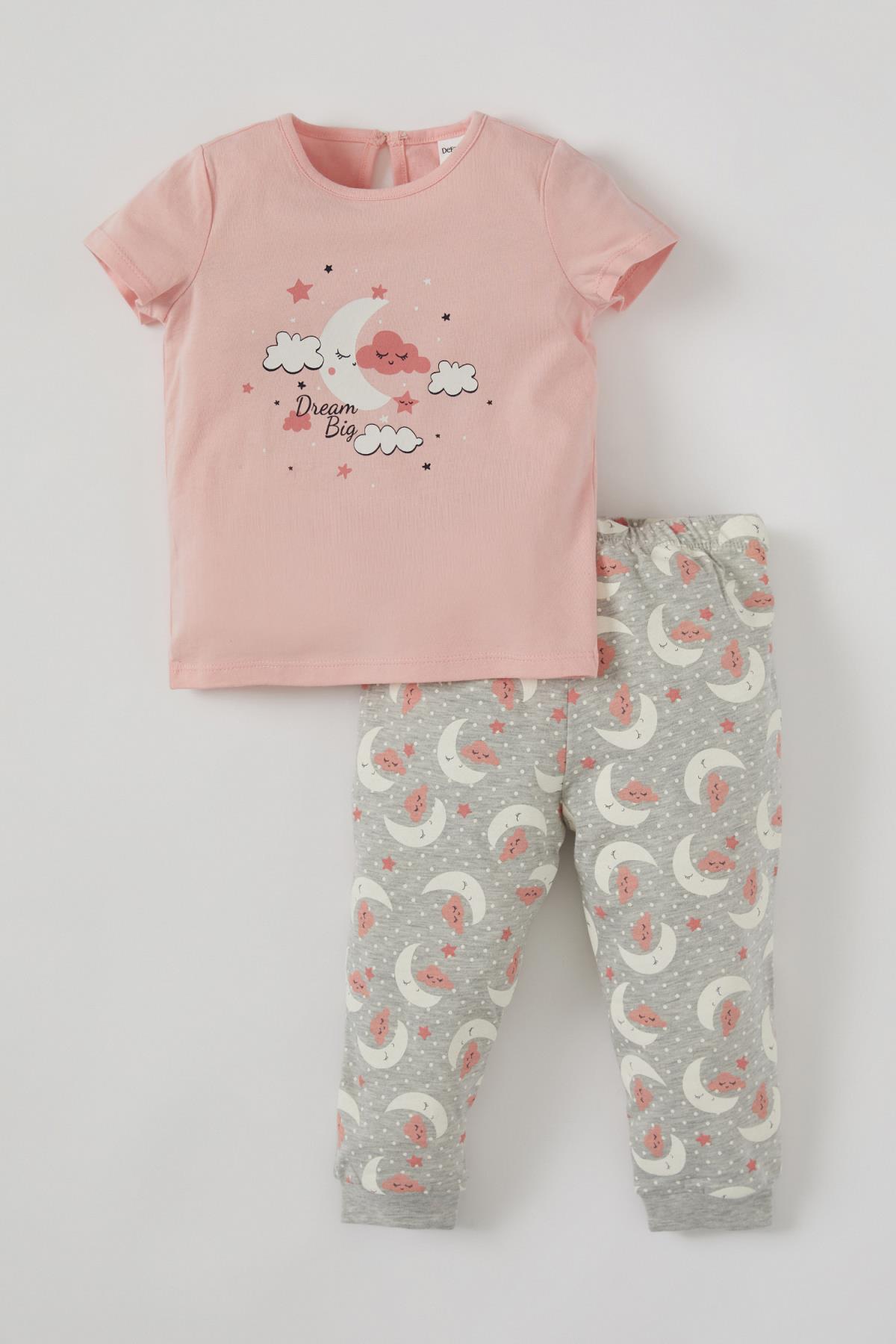 Defacto Lente Babygirl Homewear Baby Girl Leuke Maan Patroon Korte Mouw Pyjama Set Kids Kinderen Clothing-T8950A221SP
