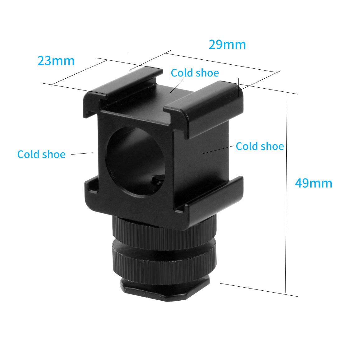 Three Head Cold Shoe Extend Connector Microphone Monitor Stand Holder Metal On-Camera Mount Shoe Adapter for Video LED Light