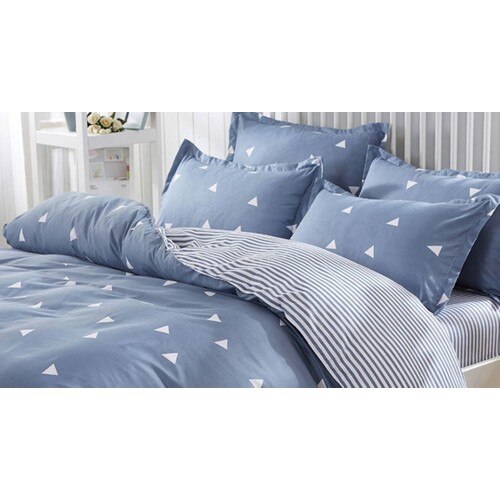 Eponj Home Easily Ironed Duvet cover set Double Personality Triangle Blue Smooth Fabric Double-Sided Use