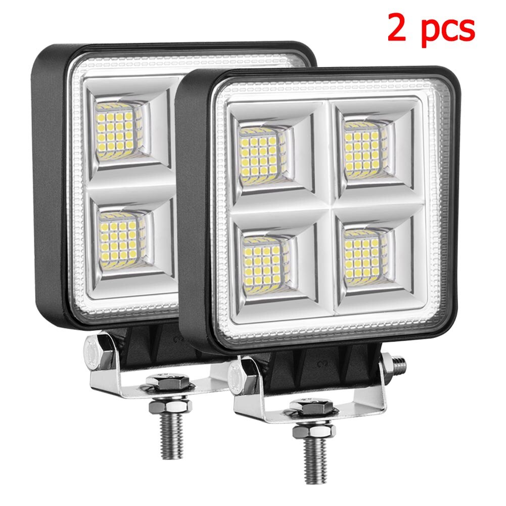 ADZOON 4inch 128W Flood Beam LED Work Light 12v 24v for Off Road Truck Bus Boat Fog Light Car Light Assembly: 2 pcs 128W
