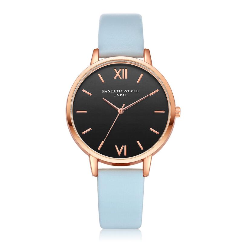 Ensemble de montres en cuir pour femmes, 5 pièces, montres à Quartz, simples, romaines, décontractées, , offre spéciale,: light blue watch