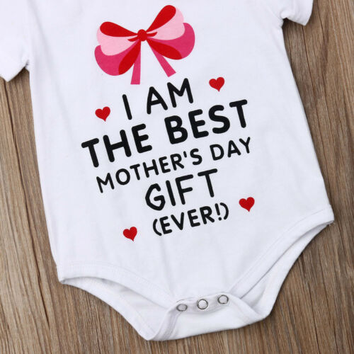 Newborn Baby Girls Boys MOTHER’S DAY Romper Short Sleeve Playsuit Clothes