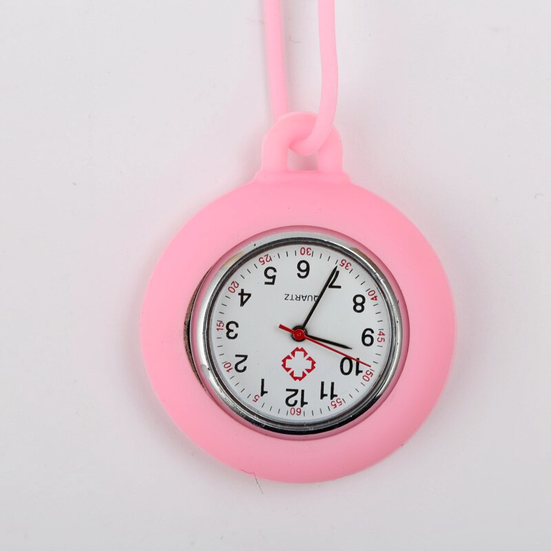 Lot de 10 montres de poche en Silicone à collier de corde créative, pour infirmières médecins hôpitaux étudiants robe à Quartz horloge suspendue: Pink