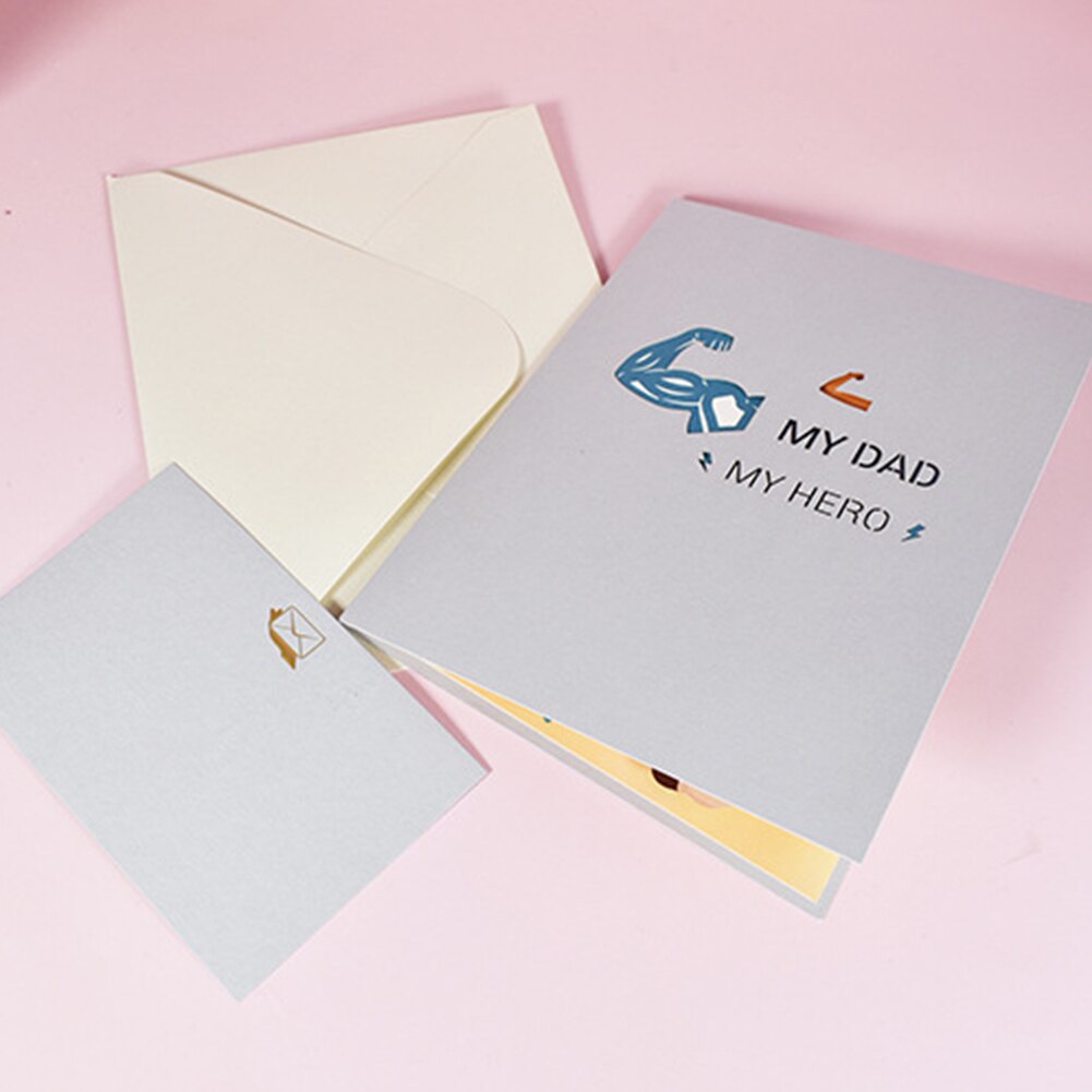 3D Pop-up Greeting Card Happy Father's Day Card for Expressing Gratitude Birthday Card Gits for Dad with Envelope