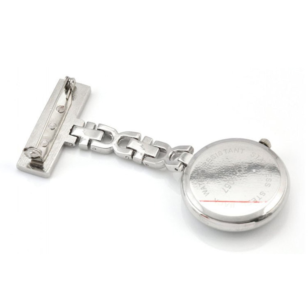 Large Face Nurses Pocket Fob Watch On Bar With Brooch White Luminous