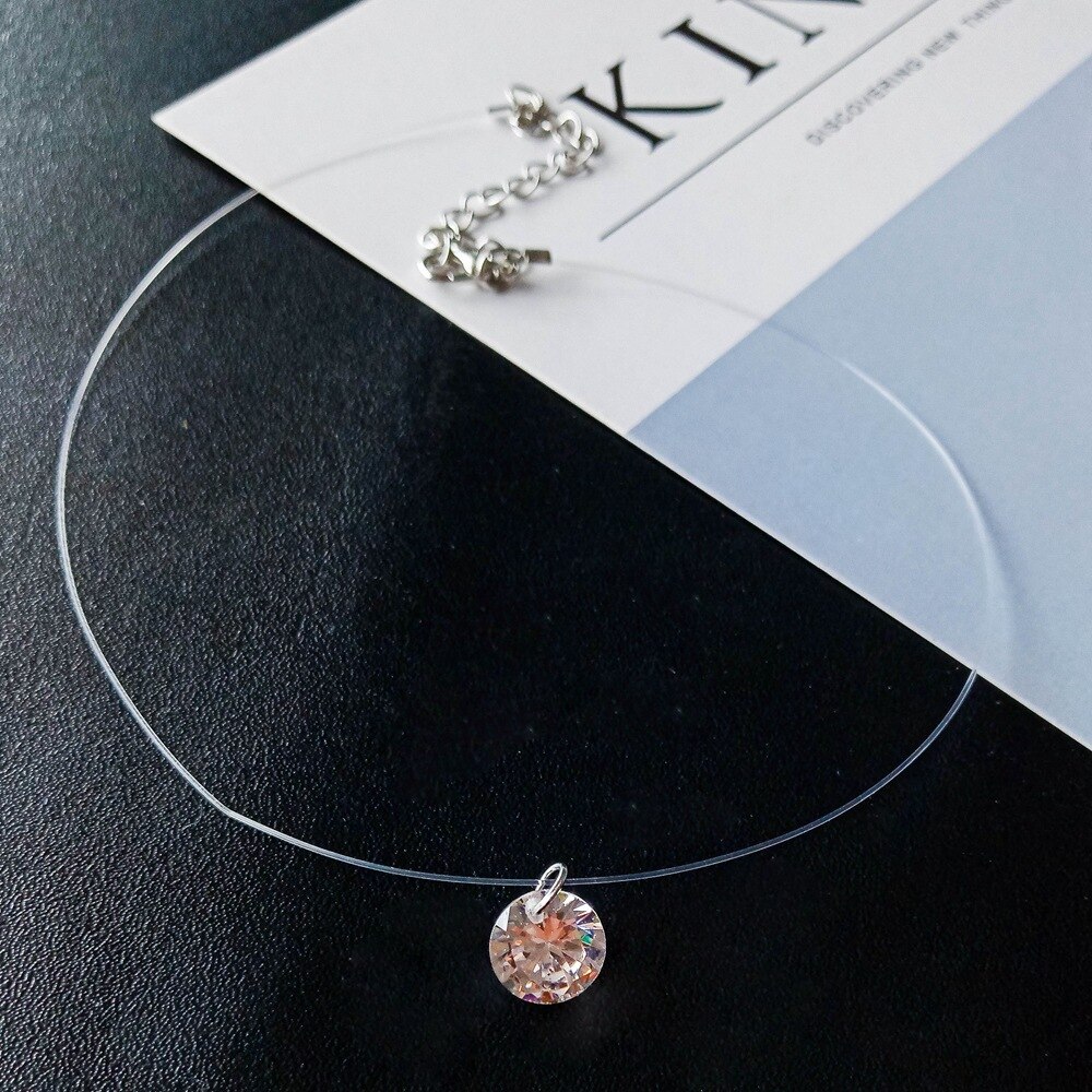 cristal Transparent ligne de pêche collier Chocker collier Invisible chaîne ras du cou colliers en ligne cou meilleur