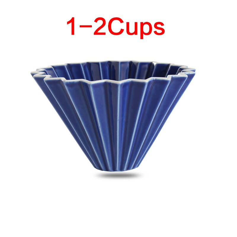 Ceramic Coffee Dripper 1-2Cups 1-4Cups Engine Style Coffee Drip Filter Cup Permanent Pour Over Coffee Maker: 1-2 Cups Dark Blue