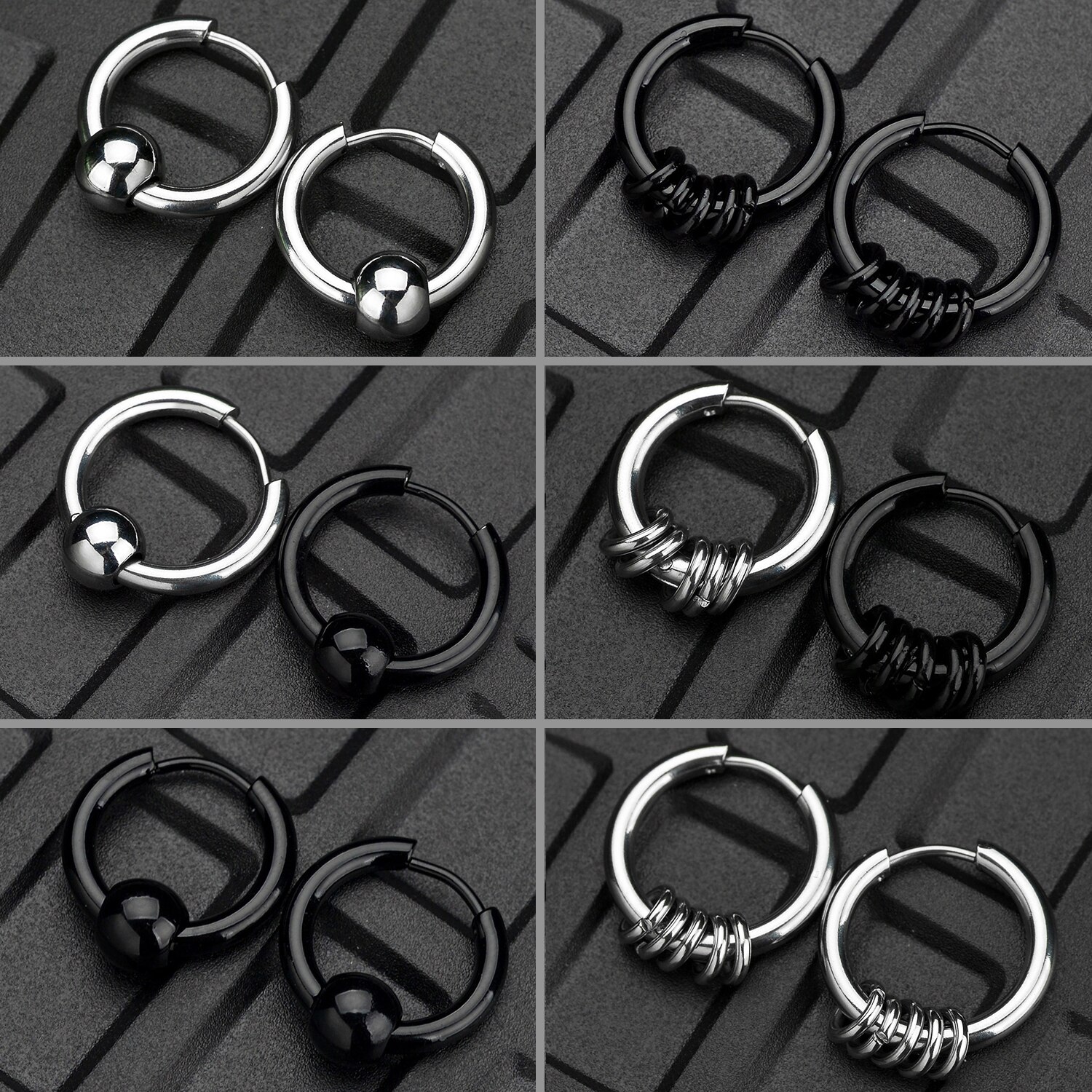 Pendientes de aro de acero inoxidable para hombres y mujeres, círculo pequeño, Bola de Metal, hebilla de oreja antialérgica, joyería Rock Hip Hop, 1 par