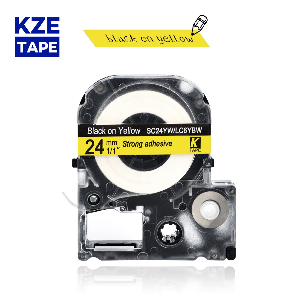 24mm 1pcs Multicolor SS24KW SC24YW SC24RW SD24K ST24KW Label Tapes for Epson Label Printer for KingJim label maker LW-300 LW400: black on yellow