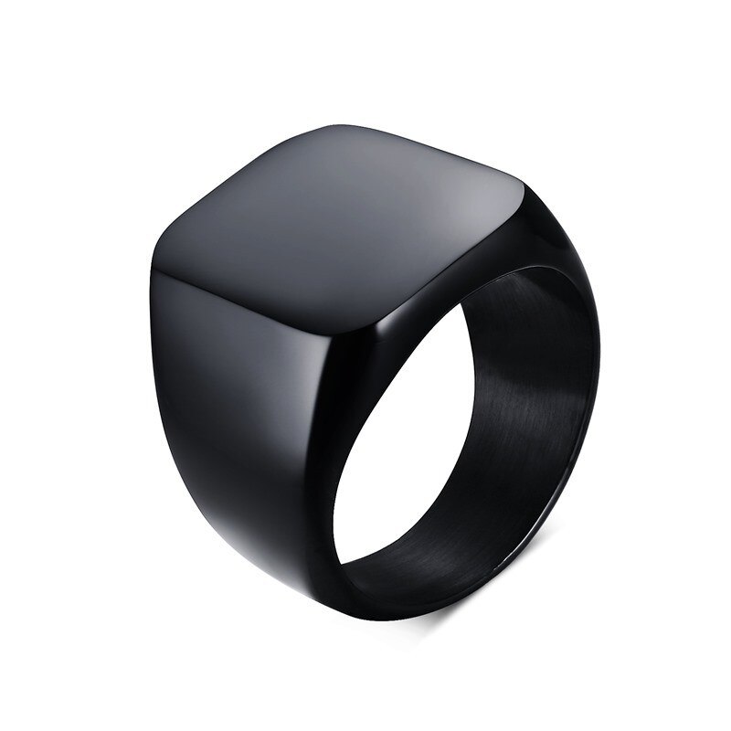 5 Color Signet Ring Stainless Steel Metal Men Jewelry Not Fade: 12 / black