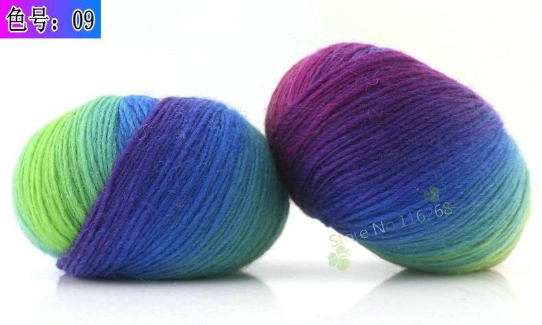 6 Stuks * 50G 100% Australische Wol Regenboog Garen Voor Breien Hand Geweven Lijn Knit Hand Gehaakte breien Regenboog T50: 09