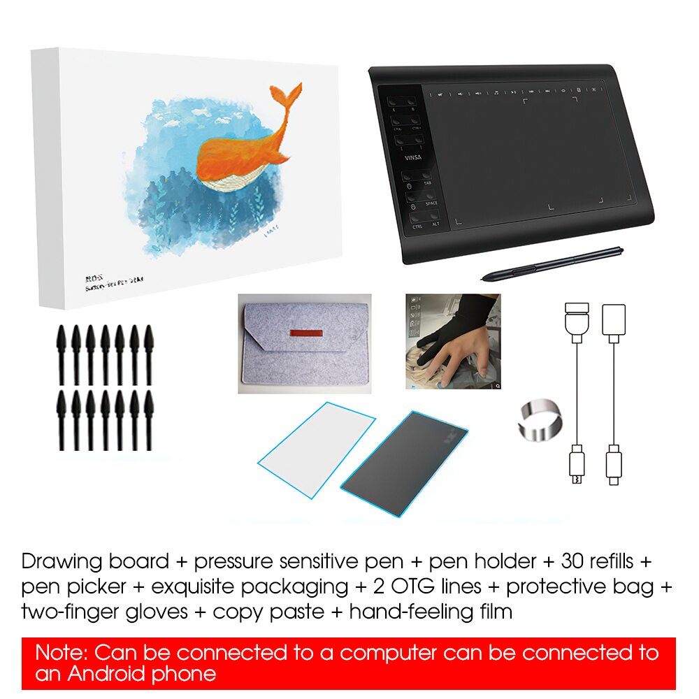 Planche à dessin à main professionnelle, tablette numérique Portable, plaque de dessin électronique USB avec stylo passif pour téléphone Portable et ordinateur Portable