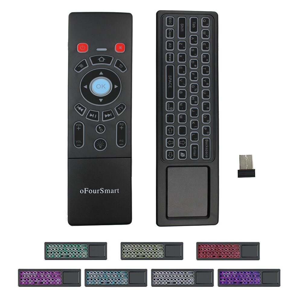 T6 Air souris sans fil clavier et pavé tactile télécommande universelle pour Android TV Box mini PC Smart projecteur 2.4G Air Fly souris: Backlight 7 Color