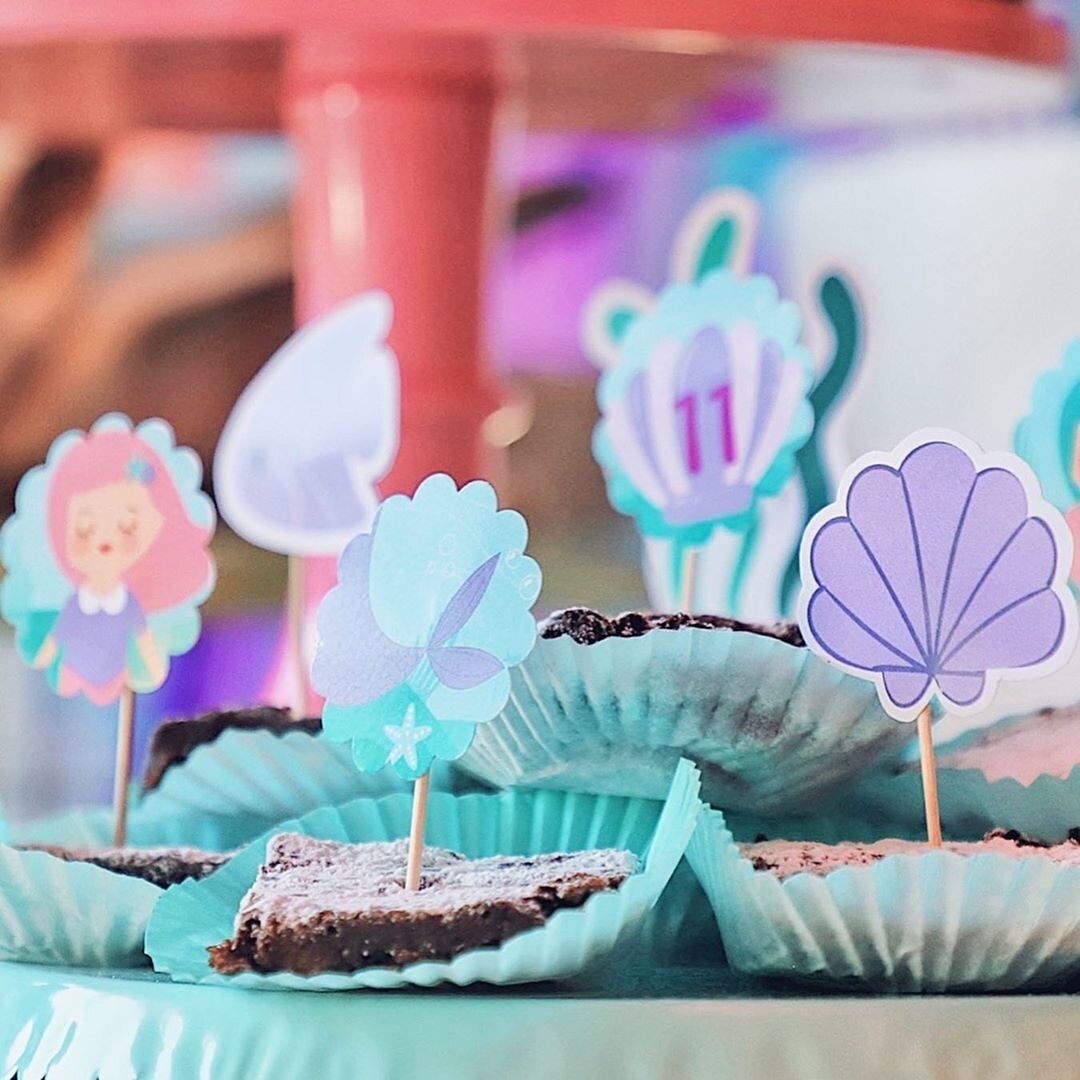 1Pack Mermaid Tail Zeester Shell Cake Toppers Cake Wrappers Voor Meisje Verjaardagsfeestje Taart Decoratie Kids Mermaid Party decor