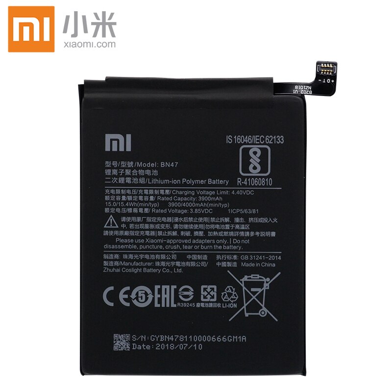 Xiao Mi Originele Telefoon Batterij BN47 Voor Xiaomi Redmi 6 Pro / Mi A2 Lite 3900Mah Vervangende batterij Gratis Tools