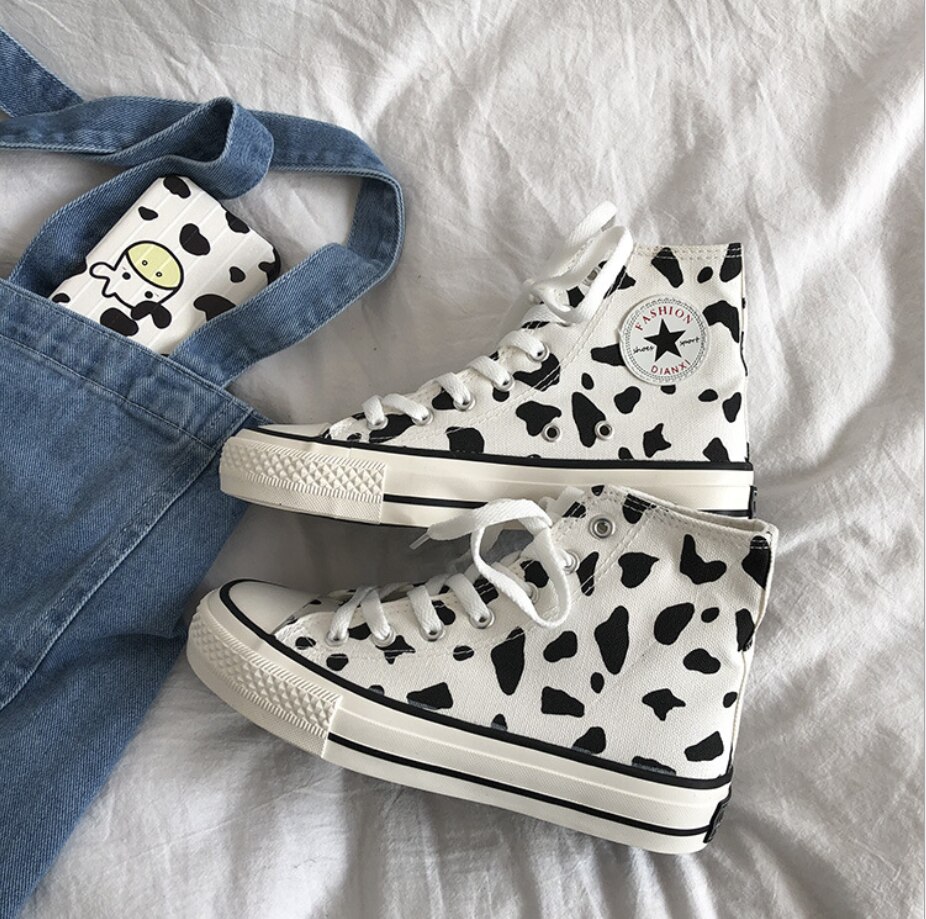 Zapatillas de lona con estampado de dibujos animados para mujer, zapatos planos vulcanizados informales a la , zapatillas de plataforma altas, alpargatas