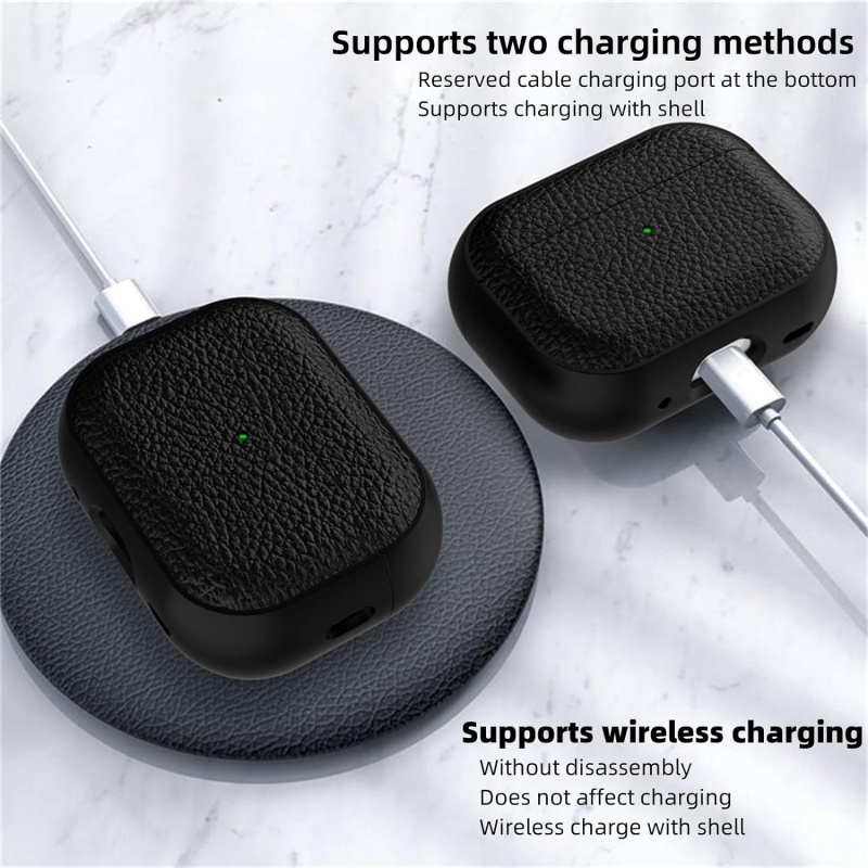 Funda de cuero Compatible con AirPods Pro 2 Generación AirPod 1 3 4 Max Funda protectora de TPU suave con llavero El LED frontal visible