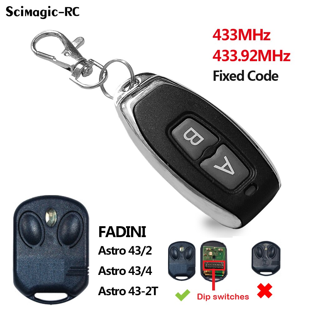 FADINI Astro 43/2 43/4 43-2T Garage Gate Door Remote Control Duplicator 433.92MHz Transmitter Fixed Code