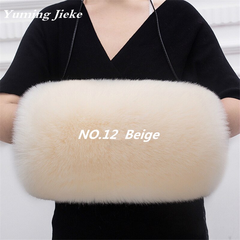 Vintage Thick Faux Fur Muff Winter Hand Warmer Wedding Cloak: Beige