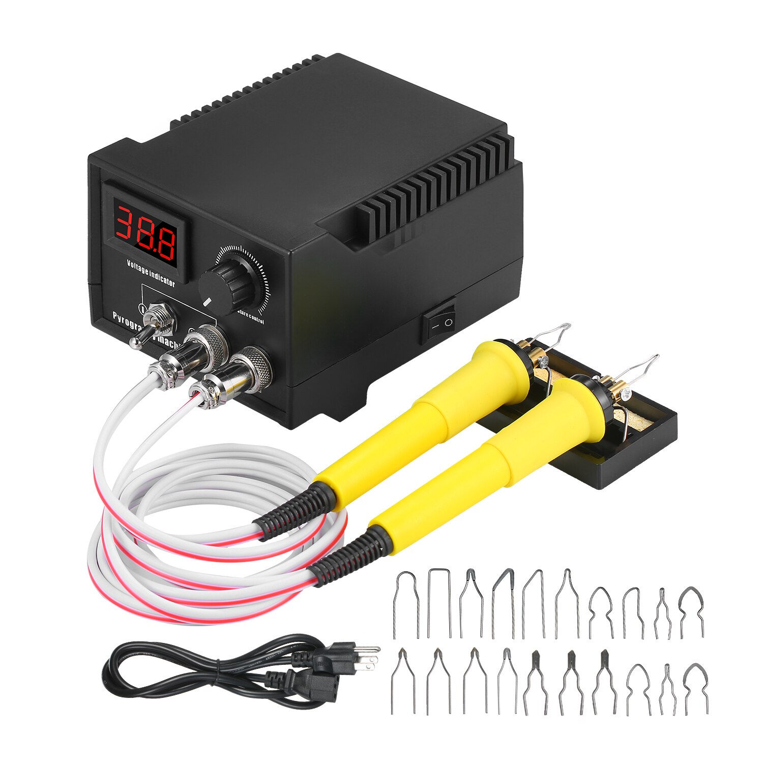 60W 110V-240V 16PCS Woodburner Wood Burning Tool Kit Adjustable 0℃-800℃ Woodburning Pyrography Pen Machine Set