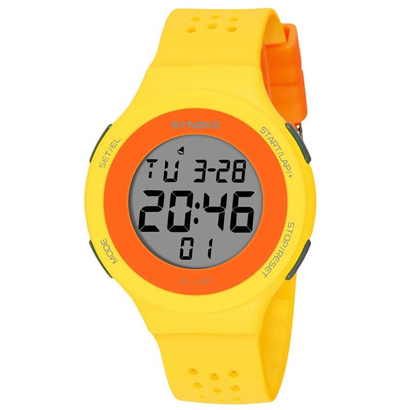Synoke Multifunctionele Mannen Sport Horloges 50M Waterdicht Horloge Led Digitale Dubbele Action Elektronische Horloge Masculino: Yellow