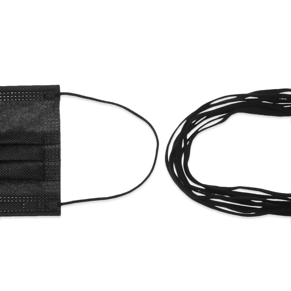 5/10/15m sort ansigtsmaske rundt elastikbånd ledning ørehængende reb materialemaske reb gummibånd diy sy håndværk 3mm 4mm