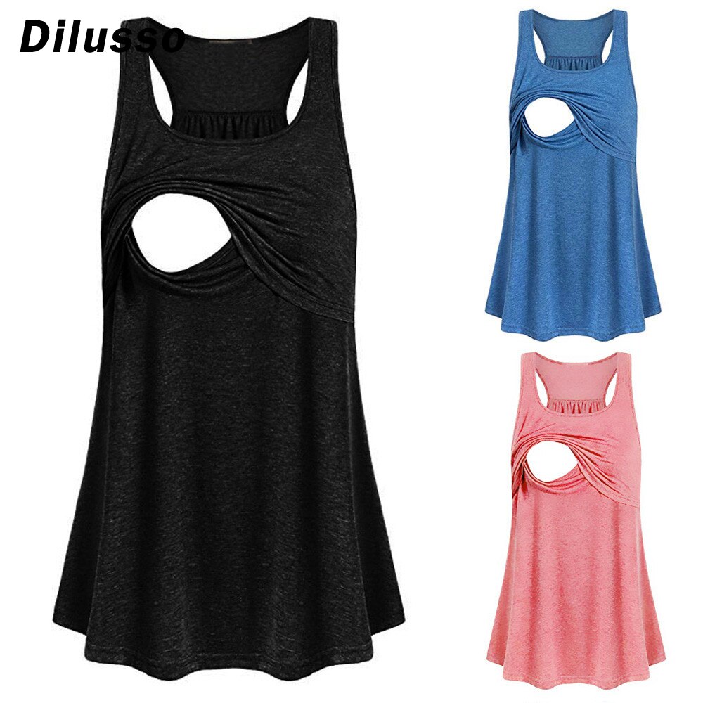 Women Maternity Loose Comfy Pull-up Nursing Tank Tops Vest Breastfeeding Camis 3 Colors Maternity Daily Casual Loose Camis