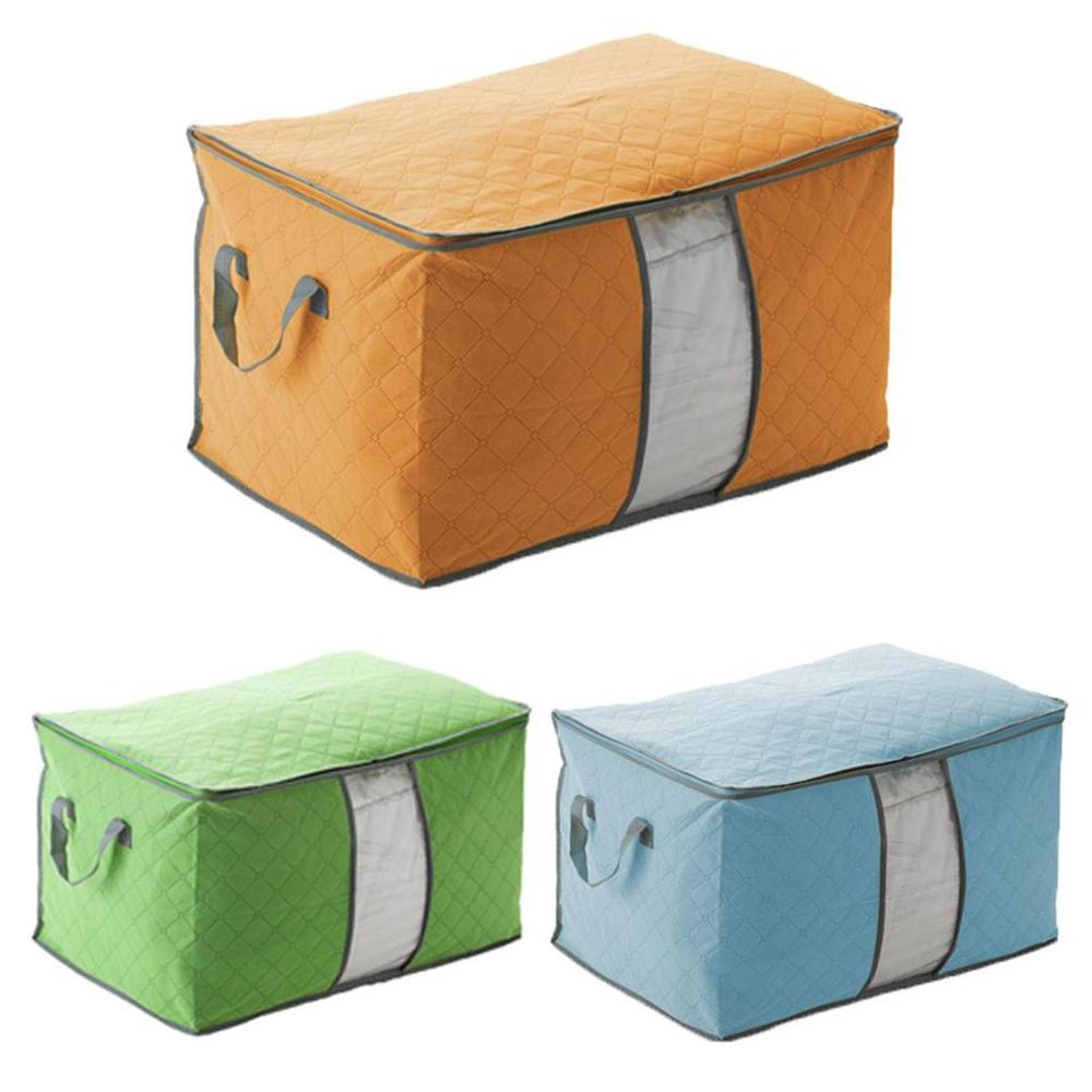 60X42X36Cm Bamboe Houtskool Kleding Beddengoed Dekbed Rits Kussens Non Woven Opbergtas Organizer Voor Kussen quilt Deken