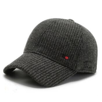 SILOQIN-gorras de béisbol de invierno para hombre, sombrero de orejeras cálido de tamaño ajustable, gorra Snapback, Sombreros con rayas sólidos térmicos gruesos: gray