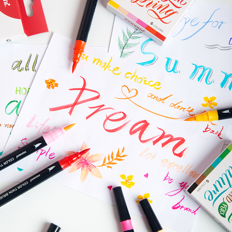 Monami Color Twin Brush Pen, Watercolor Art Home DIY Marker for Drawing Painting Doodle Calligraphy Liner School F554