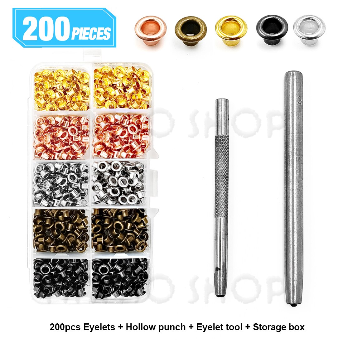 Eyelt Box 200pcs Metal Eyelet Gromment Kit Eyelet Punch Inst... – Grandado
