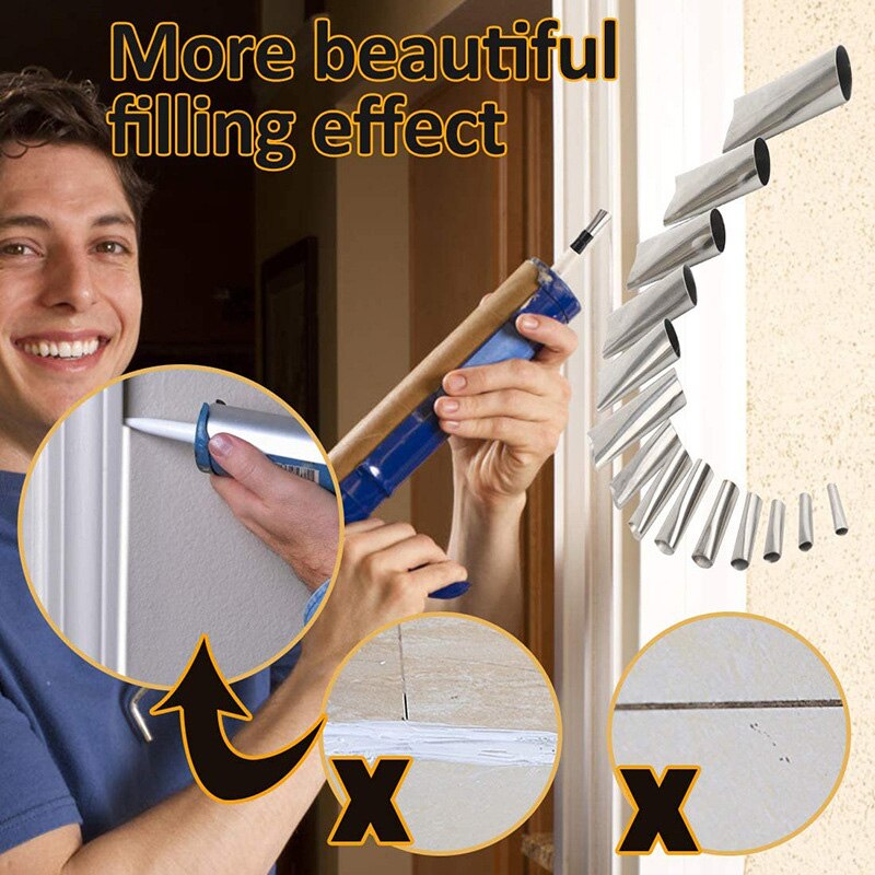 Perfect Caulking Finisher Kit 14Pcs Caulk Nozzle Applicator Reusable Caulking Finishing Tool SDF-SHIP
