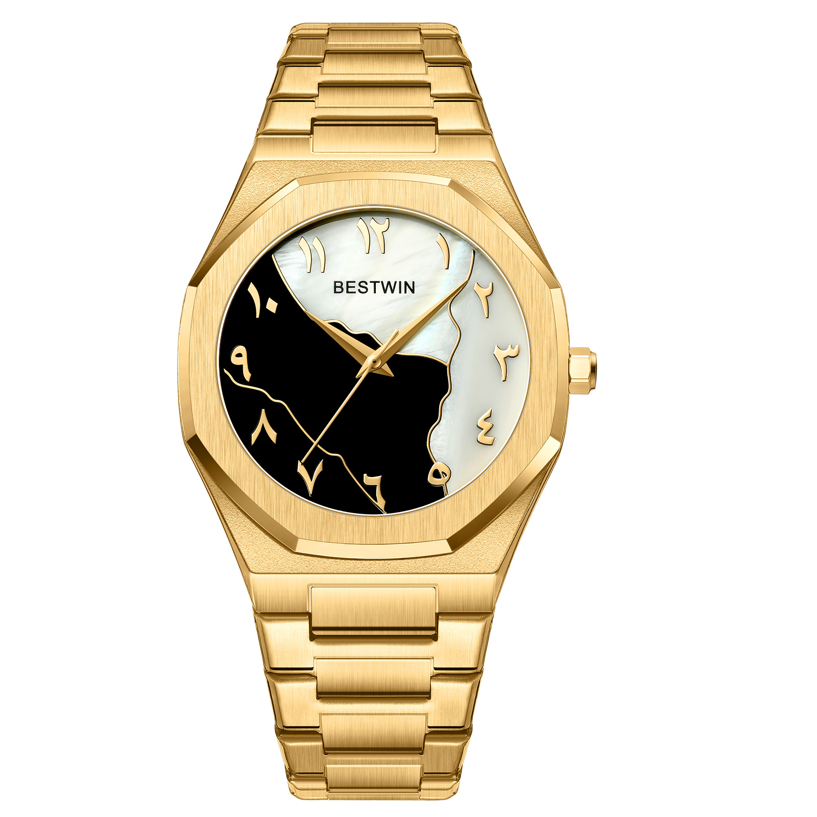 Watches Men's Watch reloj hombre BESTWIN Dial Gold Shell Face Business watches for men relogios masculino: Gold