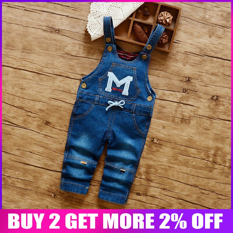 BibiCola Lente Herfst Peuter Baby Band Bib Denim Broek Kinderen Unisex Katoen M Patroon Bretels Jeans Kid Overall Broek