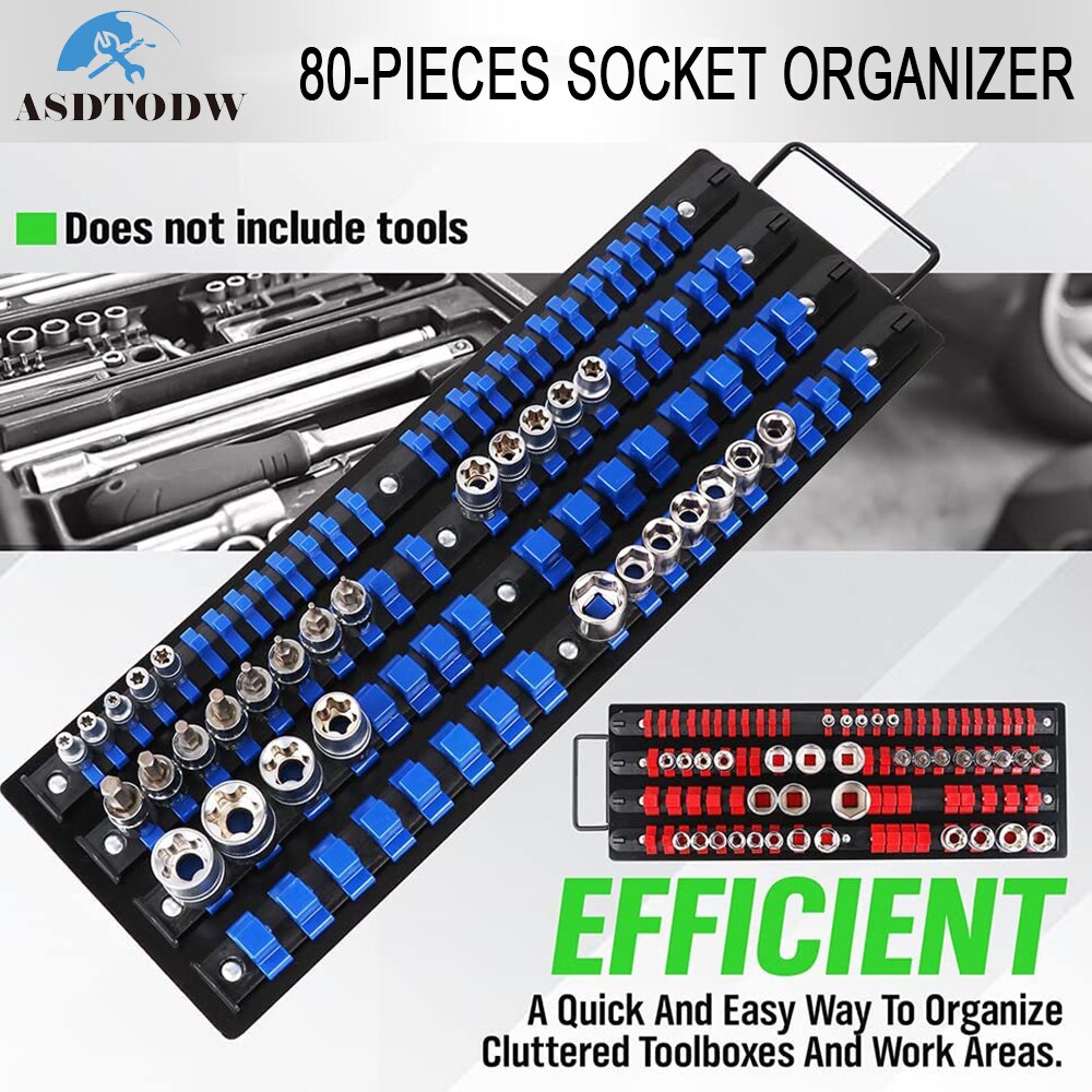 3/6PCS 1/4 3/8 1/2 Socket Wrench Holders Traight Plastic Universal Socket Organizer Rail Bracket Wall Holder Wrench Home Tools