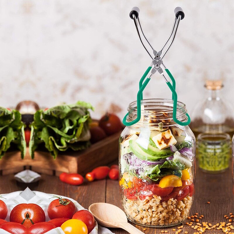 2 Pieces Canning Jar Lifter Tongs Stainless Steel Jar Lifter with Grip Handle for Home Kitchen