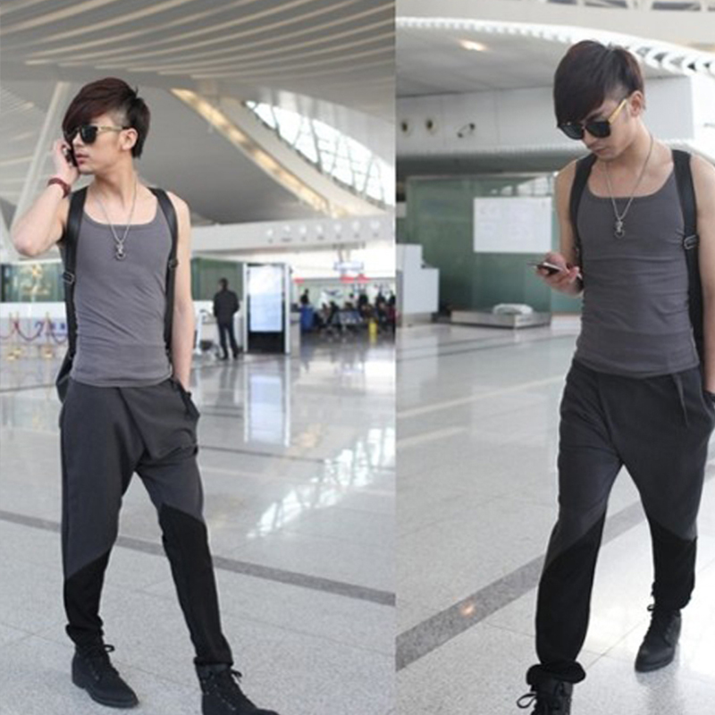 Men's pants spring and autumn slim stretch waist pants men's casual pants low crotch boot pants small leg pants large size