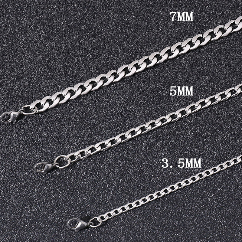 Cuba Stainless Steel Chain Necklaces for Women Men Long Hip Hop Necklace on The Neck Collar Jewelry Accessories: 5mm Wide