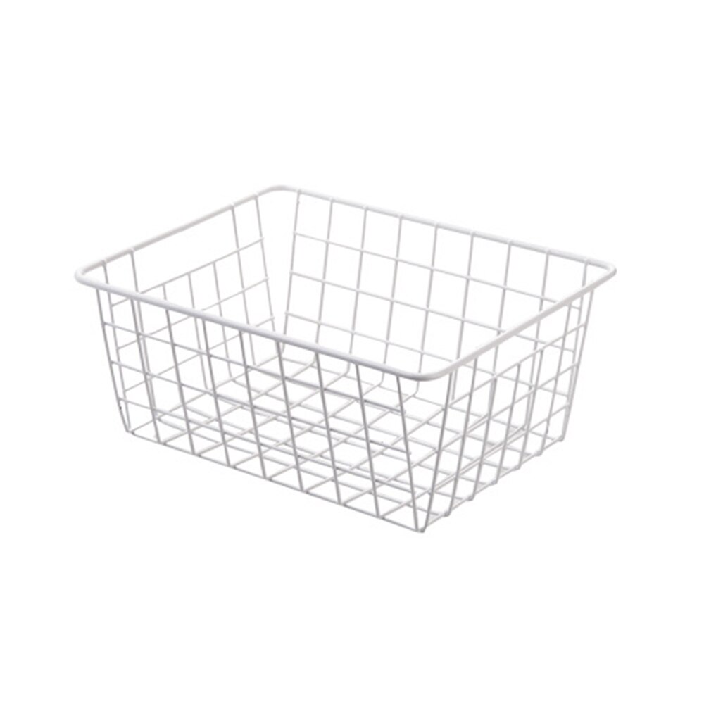Cesto de hierro de estilo nórdico para almacenaje, cesta para pan y aperitivos, soporte organizador para el hogar, almacenamiento de artículos diversos de cocina para el baño: White