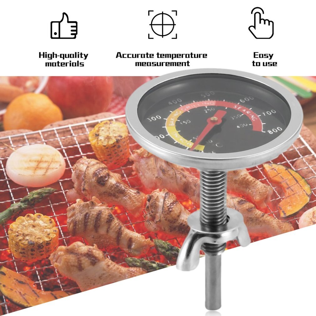 Rvs Bbq Roker Grill Thermometer Temperatuurmeter 10-400Degrees Celsius