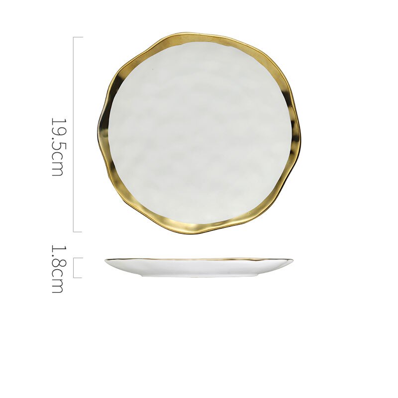 Plato de cena de porcelana minimalista Color sólido West-plato de comida postre Plato decorativo de cerámica de lujo platos hogar: white small