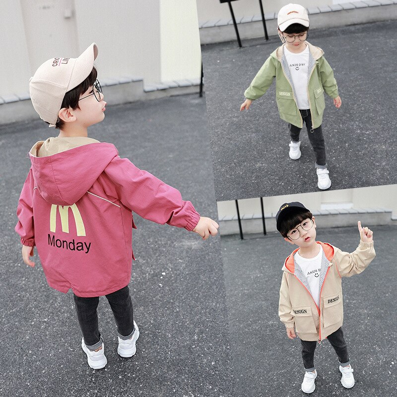 Petit Trench à capuche pour enfants bébé garçon à manches longues coton coupe-vent vêtements d'extérieur décontractés ample enfant en bas âge coupe-vent enfants veste