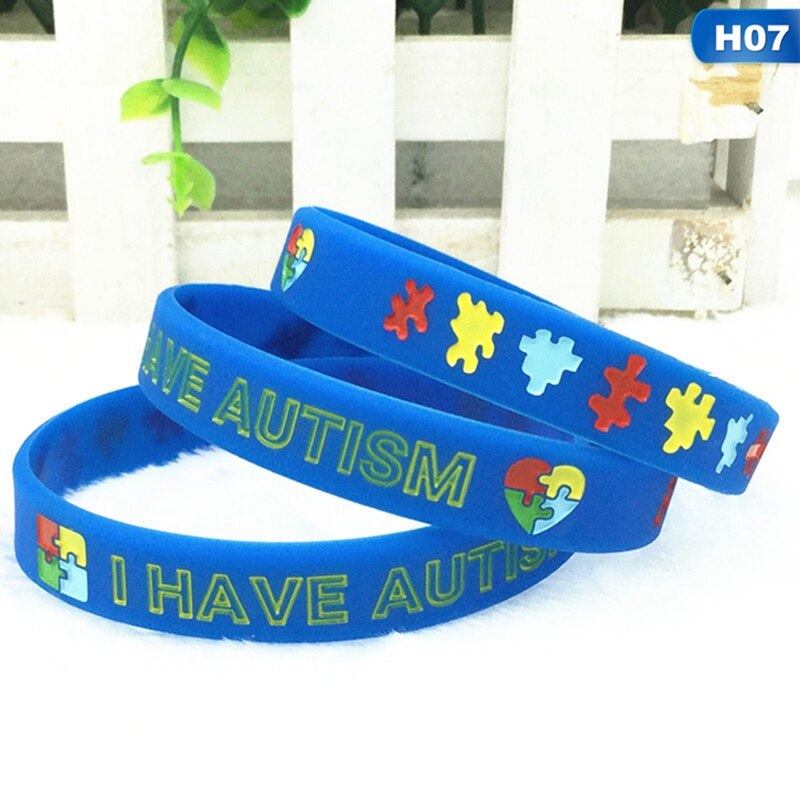 Autism Awareness Bracelets Awareness Creates Change Silicone Wristband Blue 1Pc: H07