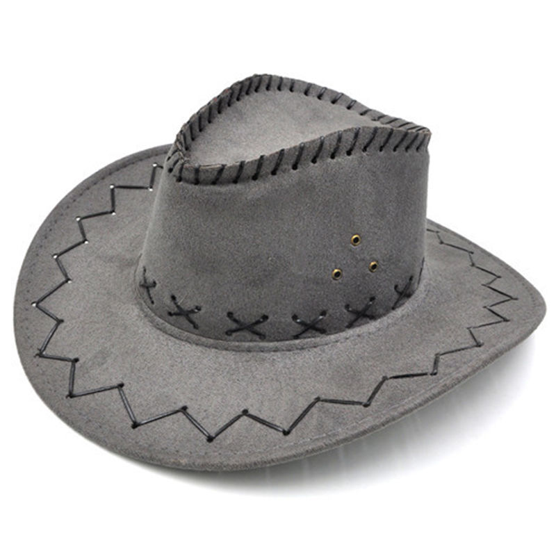 1 Uds. Sombrero de Sol de cuero de imitación sombrero de vaquero hombres y mujeres gorras de viaje gorras del oeste de Chapeu Cowboy